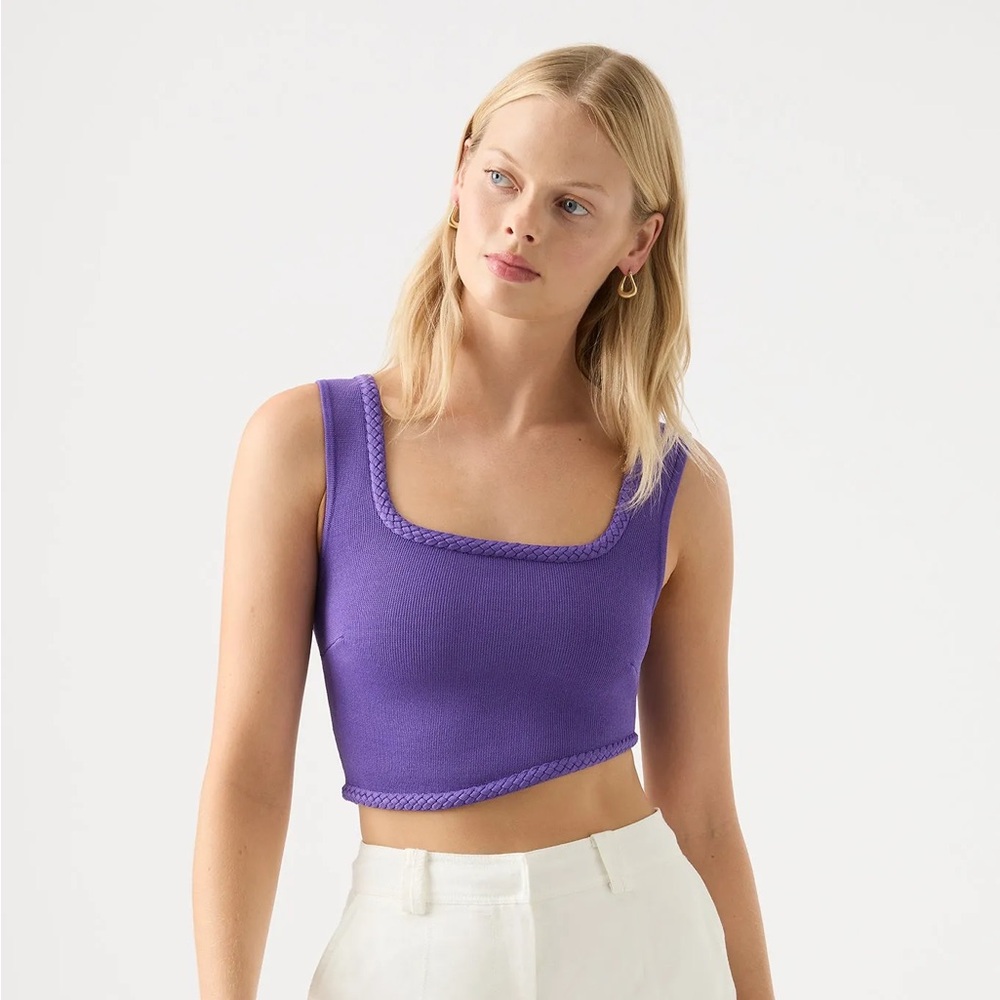NWT Aje Hyades Braided Cropped Purple sweater tank asymmetrical